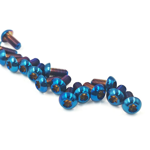 Set of Four Heavy Duty Grade 5 Titanium M5X12mm Bicycle Water Bottle Holder Screws Featuring T25 Torx Heads close-up view