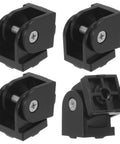 Four Pack 180 Degree Adjustable Pivot Joint Connectors For 3030 Aluminum Extrusion Profiles, Die Cast Aluminum, 8mm Aperture, Flexible Living Hinge Black Matte Heavy Duty, black pivot joints set