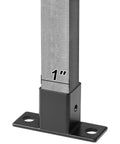 Eight Pack Workhorse Square Post Flange Base Brackets For One Inch Square Tubing with prepunched holes and matte black finish.