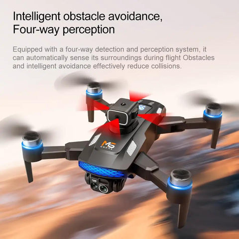 Dope Dual Camera Drone with Built In LCD Remote Screen showcasing intelligent obstacle avoidance and optical flow hover in flight.