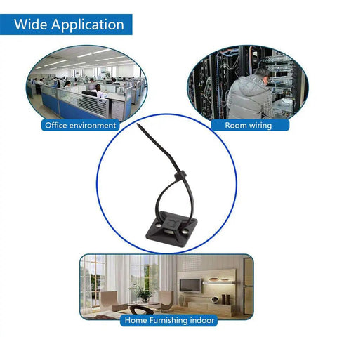 Wide application of Self Adhesive Cable Tie Mounts With 3M Strong Adhesive Backing No Fuss Way To Manage Cables in various environments.