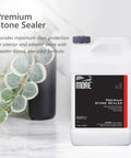 High End Water Based Stone Sealant For Granite Marble Concrete And Grout Keeps Indoors Or Outdoors Lookin Clean While Shutting Out Oil Stains With A Slick Invisible Coating That Guards Surfaces From Daily Messes In One Full Gallon For No Hassle, 1 gallon bottle with water-based formula.