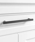 Lexington 6 Inch Center To Center Door And Drawer Pulls Matte Black on white cabinet
