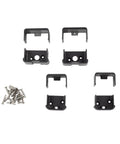 Textured Black Aluminum Contemporary Rail Horizontal Bracket Kit With Screws, 4 Pack, Two Top and Two Bottom Brackets