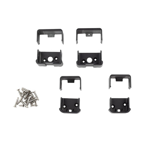 Textured Black Aluminum Contemporary Rail Horizontal Bracket Kit With Screws, 4 Pack, Two Top and Two Bottom Brackets