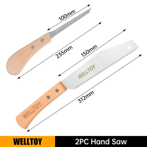 Two Piece Japanese Hand Saw Set With 6 Inch Flush Cut Saw And 4 Inch Drywall Saw, Anti Slip Handle, Flexible SK5 Blade, 17 TPI shown