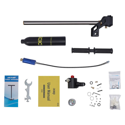 Compact Scuba Tank 3.0 Cu Ft 3000 PSI With 4500 PSI High Pressure Pump Dive Kit components