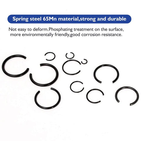 65Mn Spring Steel Snap Ring Set For Hole Sizes 4Mm Through 20Mm Round Wire Bearing Stop Rings Assortment Kit 180 Pcs