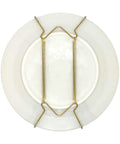 Heavy Duty Polished Brass Plate Hanger For Wall Display With Non Scratch Hooks And Complete Wall Mount Kit fits decorative plates back view
