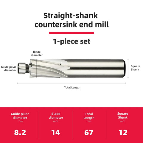 M8 1 Piece Straight Shank Counterbore End Mill Four Flute HSS End Mill For Metalworking With 12mm Shank Diameter 14mm Cutting Edge