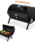 Portable Charcoal Grill With Thermometer, Tabletop BBQ Grill For Camping And Backyard Parties, Heavy Duty Extra Thick Steel