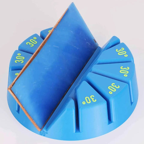 Multi Angle Stained Glass Jig Set For DIY Crafters Complete Foiling Tool Kit with blue and yellow markings for precise angles.