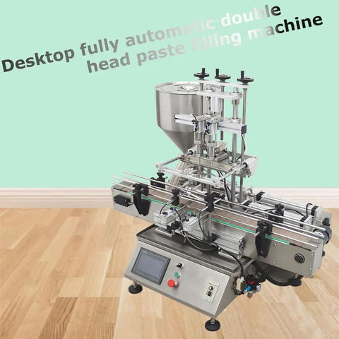 Automatic Double Nozzle Paste Filler With Steel Conveyor Belt And Anti Drip Tech Gets The Job Done No Drama Handles Honey Jam Cosmetics Smooth Operators For 100 To 1000ml Jars 110V with stainless steel body.