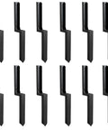 Heavy Duty Steel Fence Post Anchor Kit With 12 Ground Spikes To Fix Rotted Or Tilted Wooden Posts Fast Using Tough As Nails H Pile Stabilizer angled view of black galvanized steel anchors.
