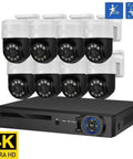 Heavy Duty 8MP 4K PoE PTZ Security Camera Surveillance Kit with six outdoor cameras and eight channel NVR for year-round monitoring.
