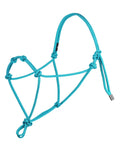 Yearling Size Turquoise Rope Halter For Horses, Super Sturdy Training Halter With Four Knots, One Quarter Inch Stiff Rope, no bite