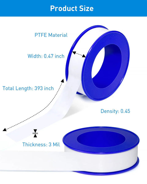 Plumbers Teflon Tape 3 Roll Pack No Leak Seal For Water Pipes And Plumbing Pro Grade High Density Tape Waterproof Durable Seal