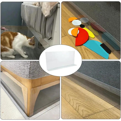 Adjustable Under Bed Blocker 8 Pack Clear Pet Gap Stopper For Furniture, Waterproof PVC Couch Spacer with Strong Adhesive.