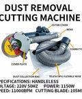 Top Tier 220V Handheld Angle Grinder Featuring Integrated Dust Extraction For Slicing Through Tile And Stone 1150W Motor with dust collection hose.