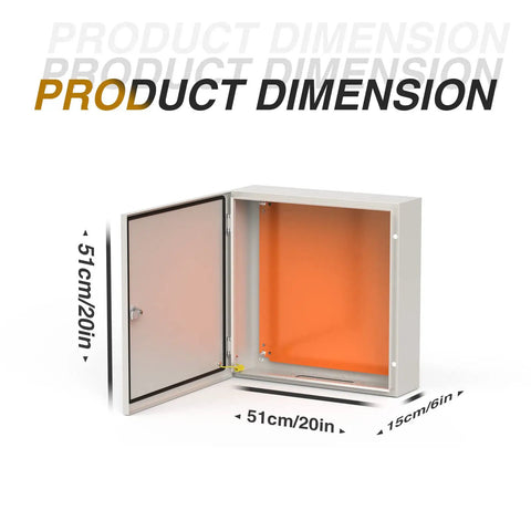 Open view of NEMA 20 X 20 X 6 Inch Steel Electrical Box Weatherproof IP66 Outdoor Indoor Enclosure With Mounting Plate