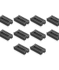Set of 10 DIP IC Socket Adapter Kit 20 Pack With 2.54mm Pitch 16 Pin Soldering Flat Circuit Chip Sockets for Breadboards and PCBs