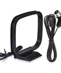 All In One 75 Ohm FM Antenna And AM Loop Antenna Kit For Indoor Home Stereo Receivers with cables and connectors shown