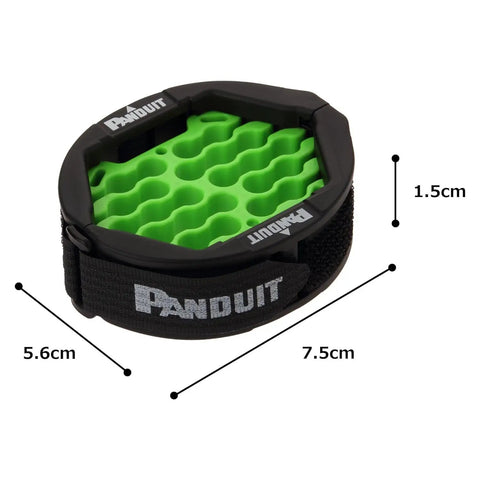 Tak Ty Cable Organizer Tool Kit For Up To 24 Data Cables with green insert, black jacket cover, hook and loop fasteners, 7.5cm diameter