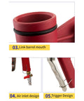 Close-up of Straight Up Professional Paint Sprayer With Rock Solid Aluminum Tank and Elbow Style Design features, showing link barrel mouth.