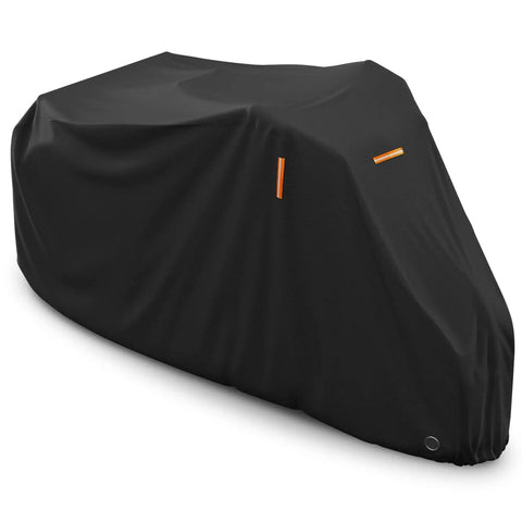 Heavy Duty Adult Tricycle Cover Tough As Nails For Three Wheel Bikes All Season Weatherproof Outdoor Storage Waterproof Dustproof Windproof Fits Mountain Road Cruiser And Some E Bikes 75L 30W 44H black 210D Oxford PU cover with reflective strips