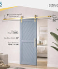 Gold Brushed Brass Barn Door Hardware Kit For 5 Feet Sliding Track Slick Aluminum System shown in modern living room.