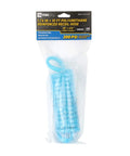 Badass 1/4 Inch Coiled Polyurethane Air Hose For Air Compressors With Swivel Fittings And Bend Restrictors Blue in packaging.