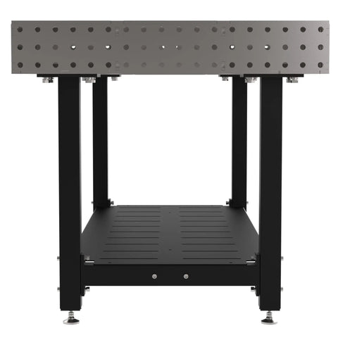 Heavy Duty No Frills Welding Fixture Table 72X36X36 Inches view showing perforated steel top and sturdy black frame.