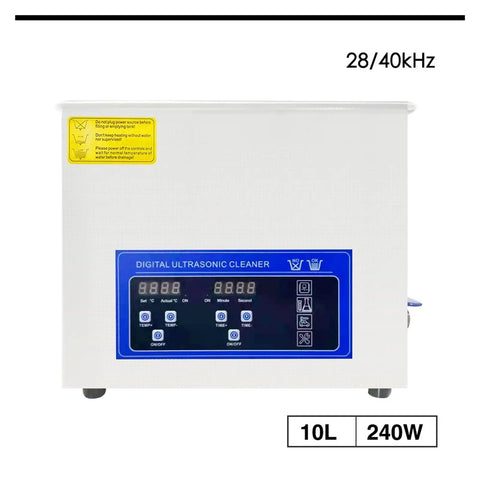 Hualuck 10L Ultrasonic Cleaner Machine With Heater And Degas Function Digital Timer Touch Control, front view showing LED display.