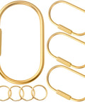 Dope Gold Brass Key Rings With Screw Lock Carabiner Clips For Keys And Handbags, Durable Brass Key Organizer Charms For Purses