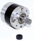 Top Shelf 45Mm Precision Planetary Gearbox And Gear Reducer For Dc Motors with metal housing and shaft, used in robotics.