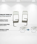 Downlight Spring Clip, Silver PP Plastic Retention Clip for Recessed Lighting Ceiling Fixtures (1 PC) shown with tension spring and fit design.