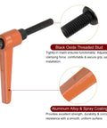 Orange Aluminum Quick Release Clamp Knobs With Slick Grip Hex Socket And Rock Solid M6 Male Thread For Hella Secure Locking On Heavy Duty Workshop Gear And Cabinet Doors with black oxide threaded stud.