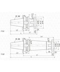 Rock Solid Bt40 And Bt50 Extended Cnc Collet With Precision Boring Head Clamp for Milling Centers technical drawing with dimensions.