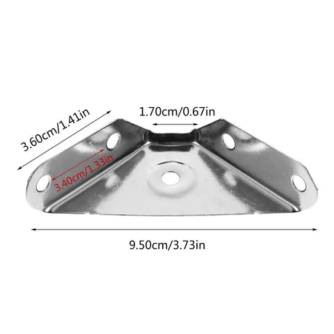 Stainless Steel Angled Corner Brackets 24 Pack For Solid Beefed Up Furniture Reinforcement With Triangular Design, dimensions shown