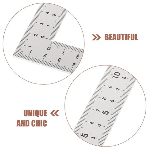 Versatile Woodworking Tool Stainless Steel Carpenter Square Ruler With Double Sided Scales 10x15cm close-up of dual-sided measurement scales