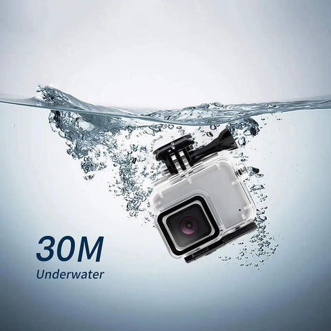 Waterproof Housing Case Only For Go Pro Hero 7 White And Silver at 30M underwater with shell bracket mount view