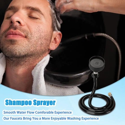 Pro Grade Salon Shampoo Bowl Faucet Vacuum Breaker Kit in use during a salon hair wash session