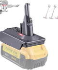 Dewalt 20V To Dyson V8 Battery Adapter Lets You Power Up Your Dyson V8 Vacuum With 18V 20V Lithium Cells Works With Animal Absolute Series Replacement Adapter Only, shown with battery attached.