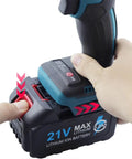 21V Cordless Electric Rivet Nut Gun Kit With Automatic Precision Fastening For M3 To M12 Sizes rechargeable battery being installed.