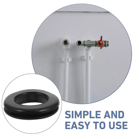 Six Piece Black Rubber Cable Grommet Kit For Wire Entry Holes That Improves Cable Routing And Protection With Durable Rubber Grommets For Safer Tidier Setups And Cable Damage Prevention, black rubber grommet close-up