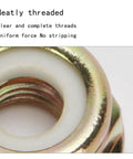 Close-up of Six Pack M10x1.25 Left Hand Thread Collar Nuts, showing nylon insert and thread detail for anti-vibration use.