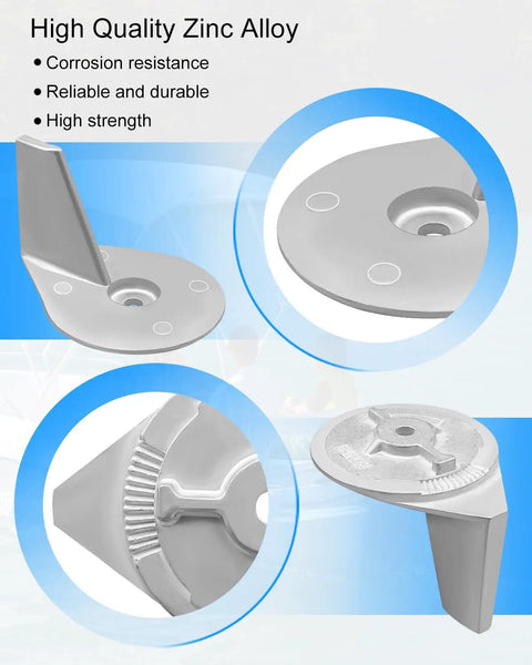 Mercury Outboard Trim Tab Anode showing zinc alloy build for Mariner and Force 25HP to 50HP 2 Stroke and 4 Stroke models