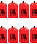 Heavy Duty Fire Extinguisher Covers 10 Pack Waterproof Fit 20 Lb Tanks, bright red covers for outdoor protection.