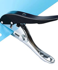 Heavy Duty 8mm Single Hole Punch Portable Handheld Paper Punch for tags and cards in action on blue material, precise alignment
