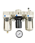 Three Eighths Inch Pneumatic FRL Air Filter Regulator Combination AF3000 AR3000 AL3000 with gauge and separators
